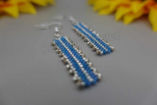 Handmade~Dangle Drop Earrings~Delica Beads~925 Sterling Silver