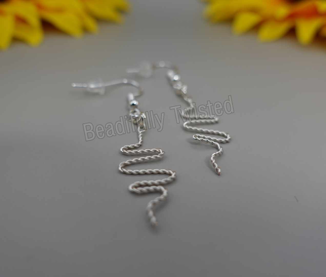 Handmade~Snake Earrings~Wire Wrapped~925 Sterling Silver