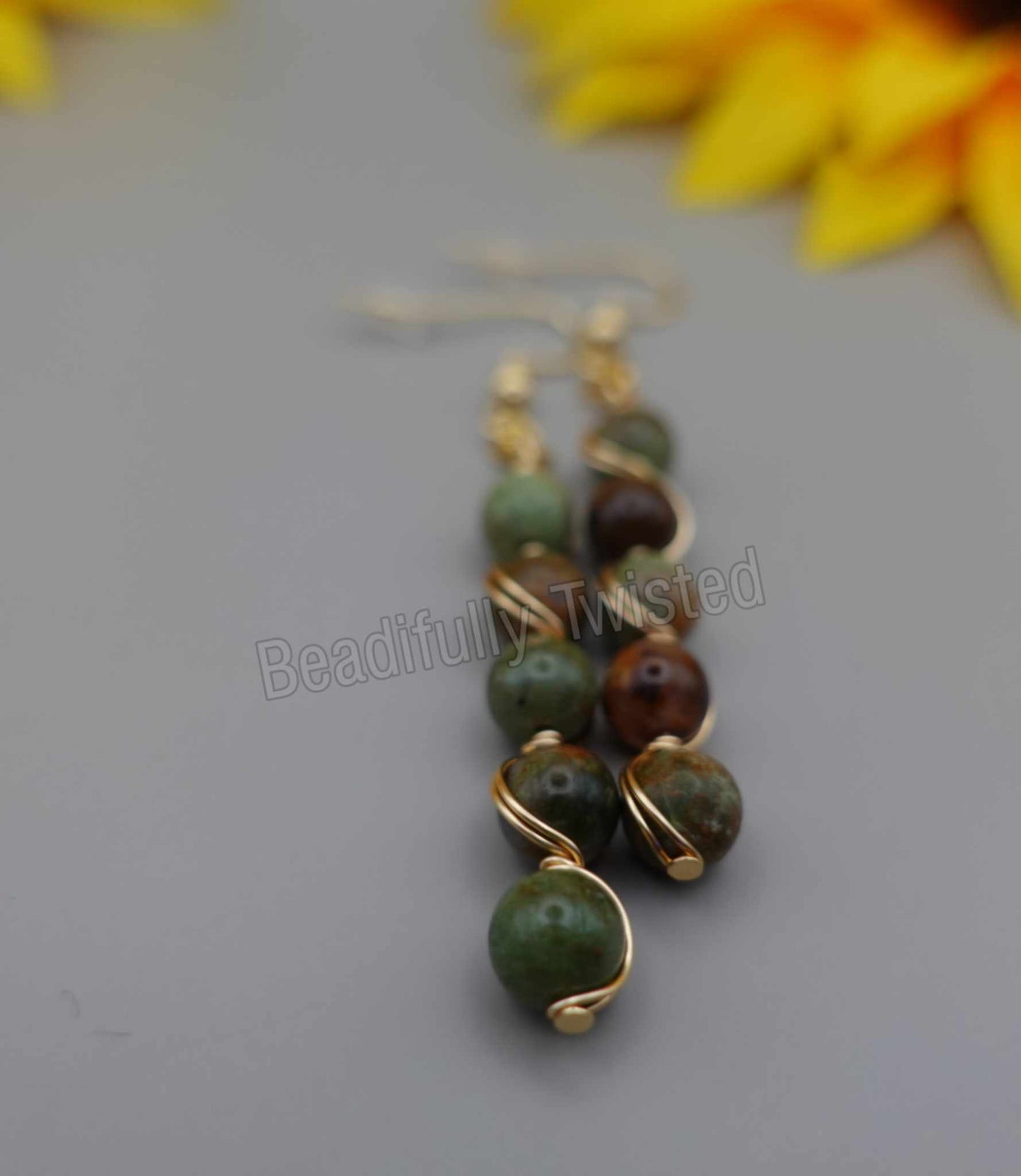 Handcrafted Gemstone Drop Earrings Beautifully Wrapped