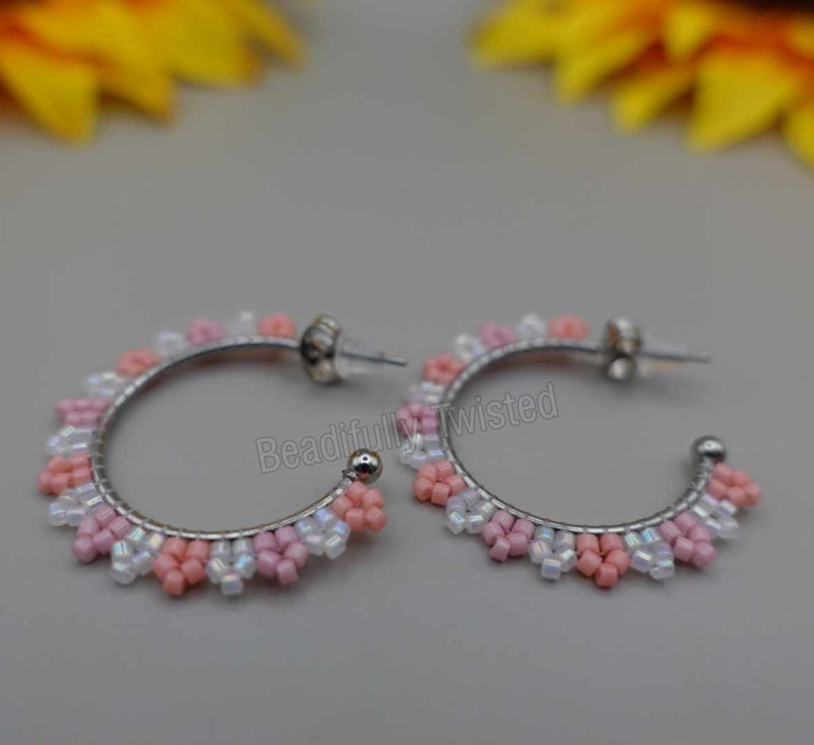 Handmade Delica Bead Half Hoop Earrings