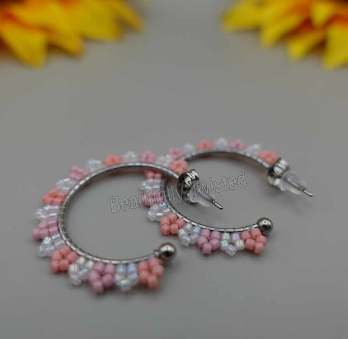 Handmade Delica Bead Half Hoop Earrings