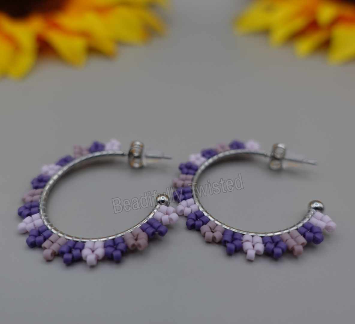 Handmade Delica Bead Half Hoop Earrings