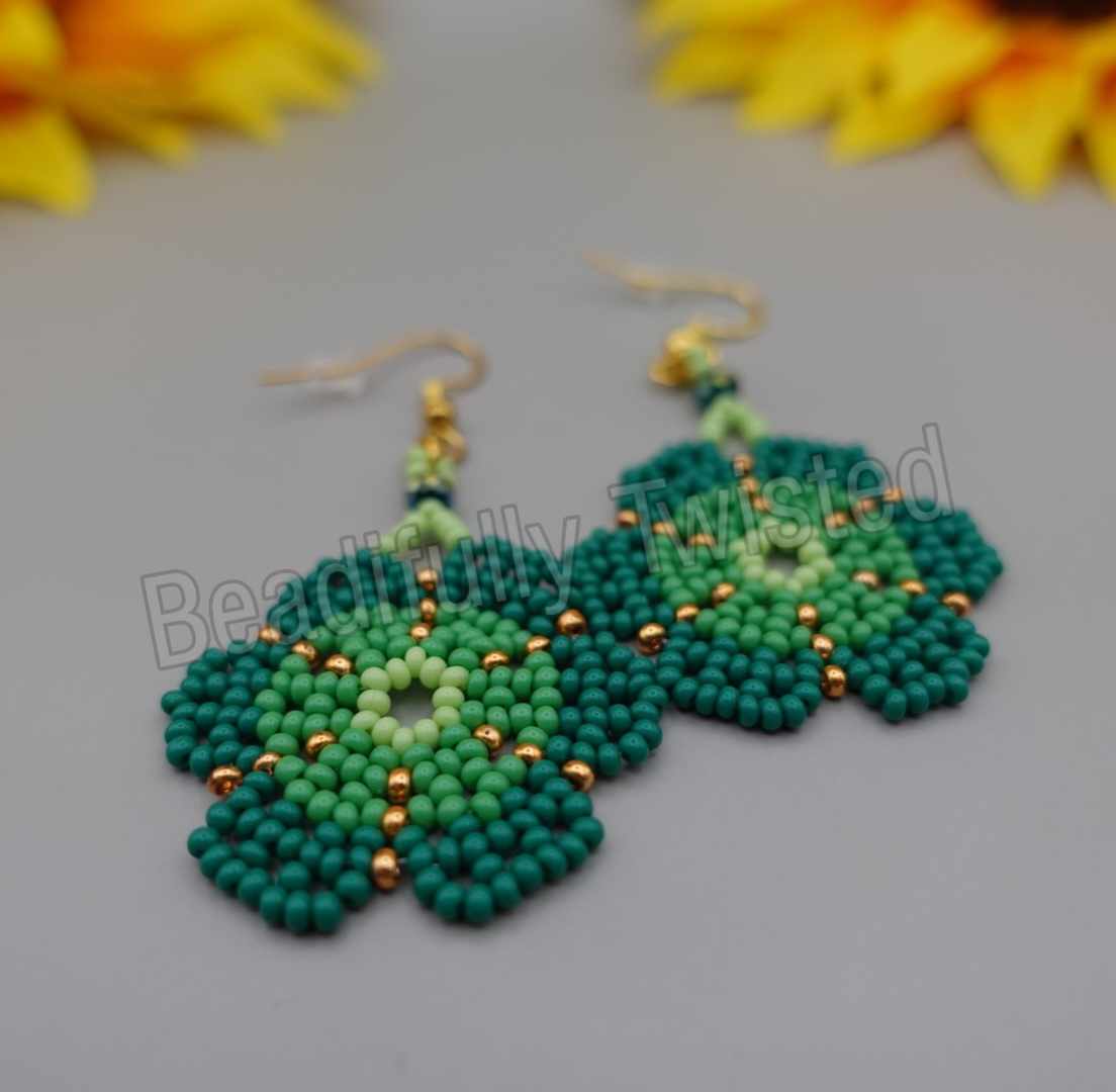 Handmade Floral Dangle Drop Earrings