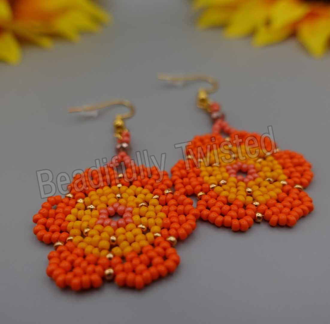 Handmade Floral Dangle Drop Earrings