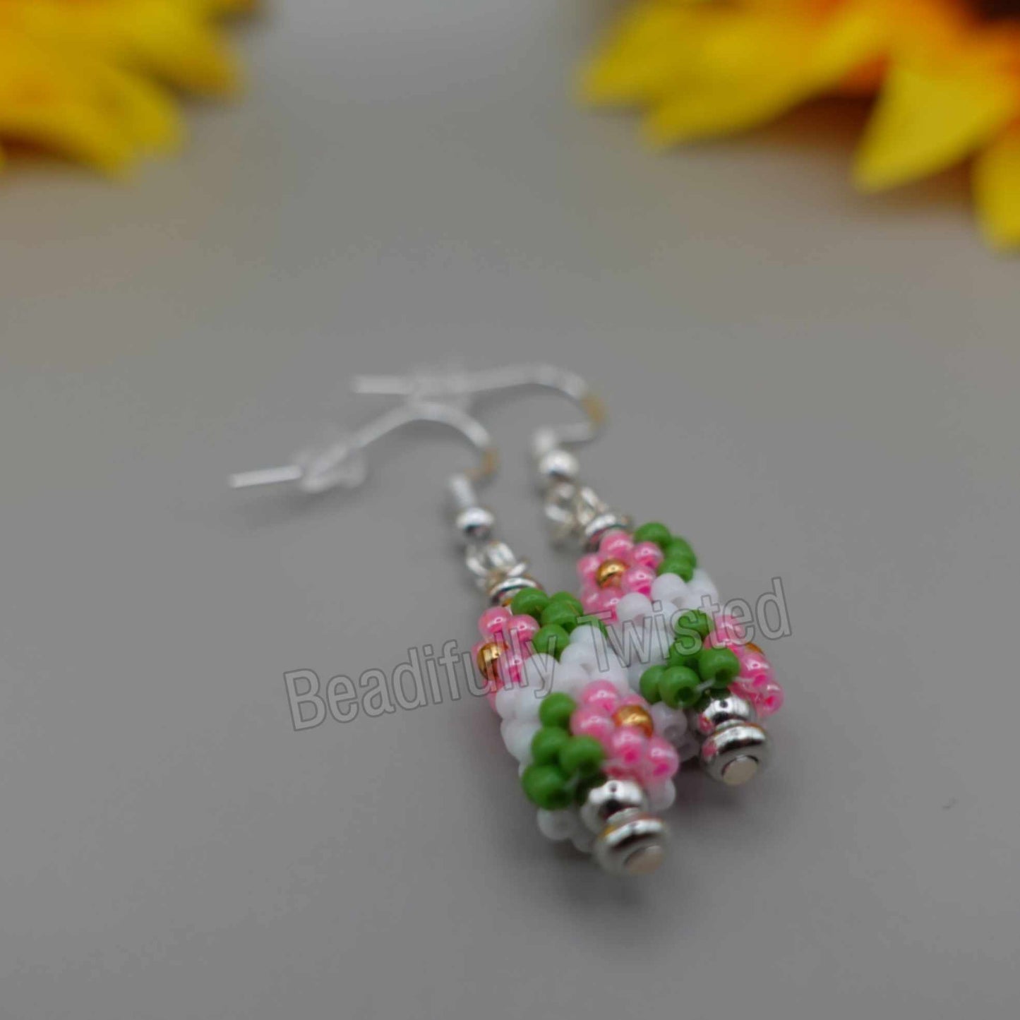 Handmade~Dangle Drop Earrings~Flowers~Valentines day