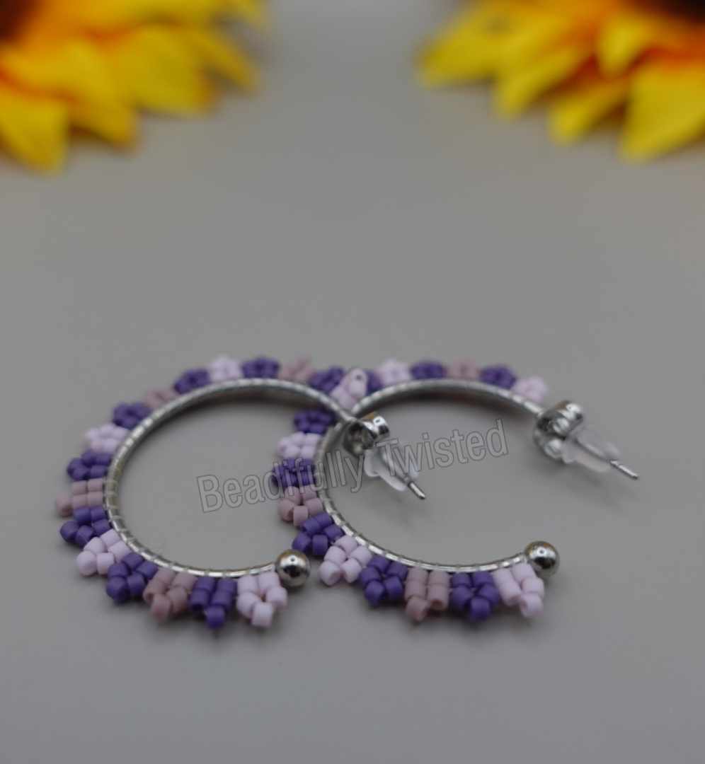 Handmade Delica Bead Half Hoop Earrings