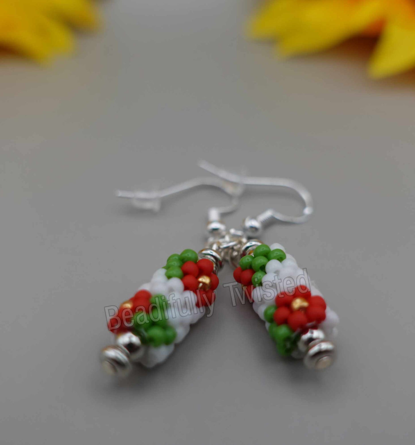 Handmade~Dangle Drop Earrings~Flowers~Valentines day