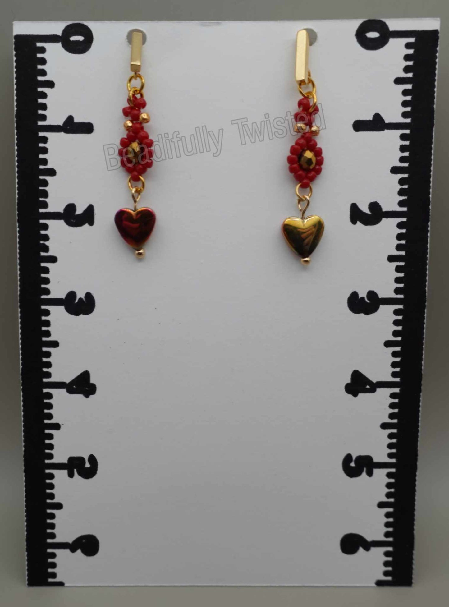 Handmade~Heart Charm~Dangle Drop Earrings~Valentines Day