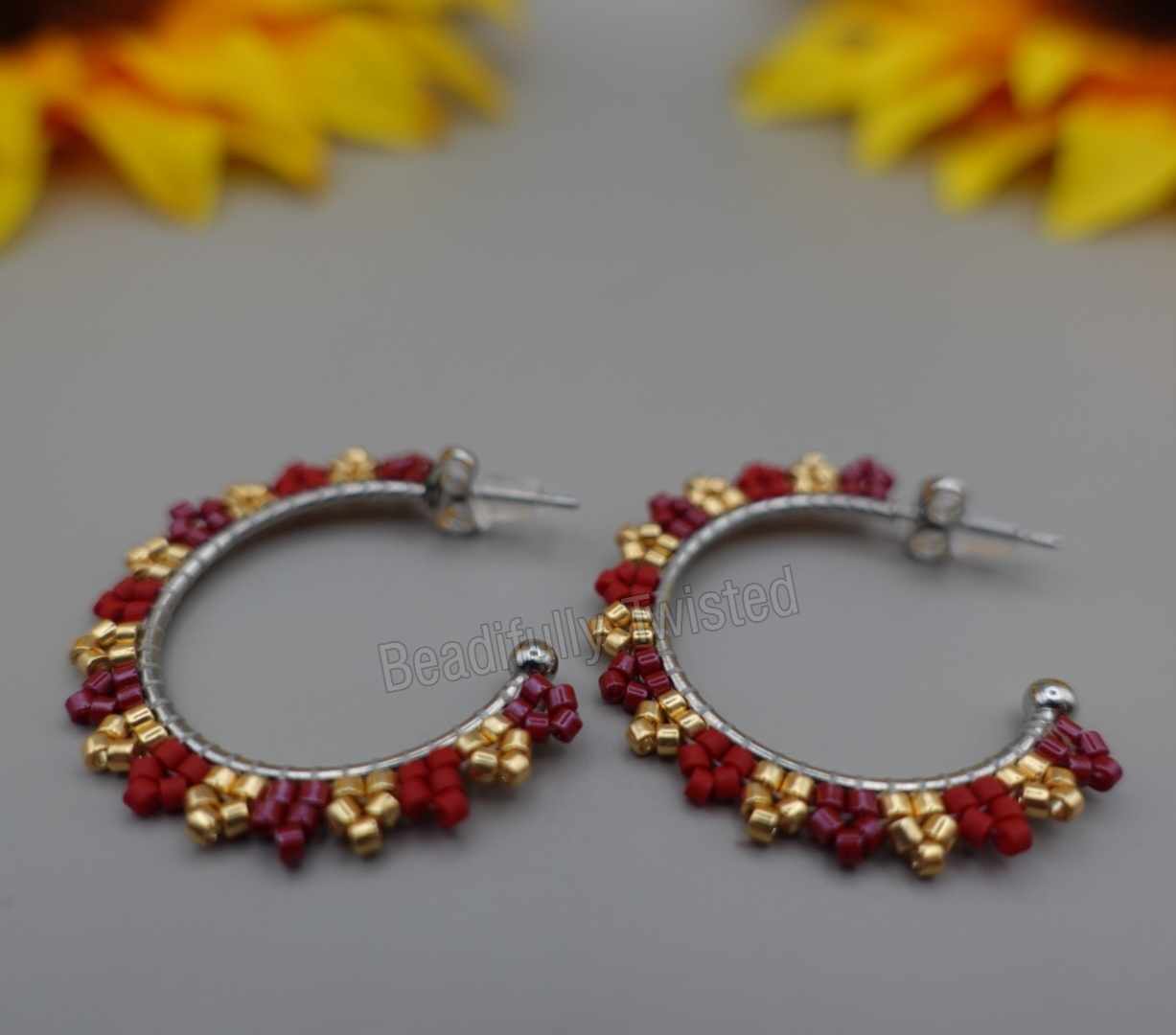 Handmade Delica Bead Half Hoop Earrings