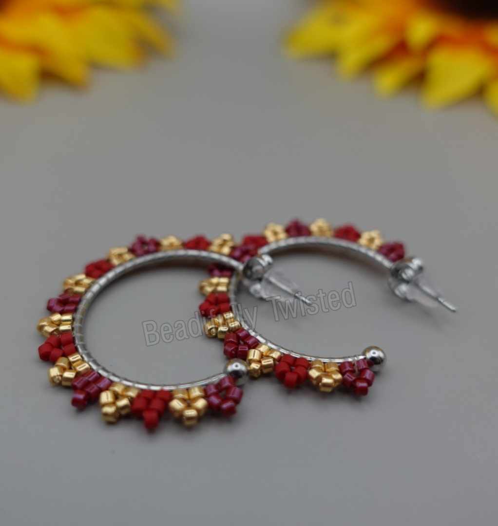 Handmade Delica Bead Half Hoop Earrings