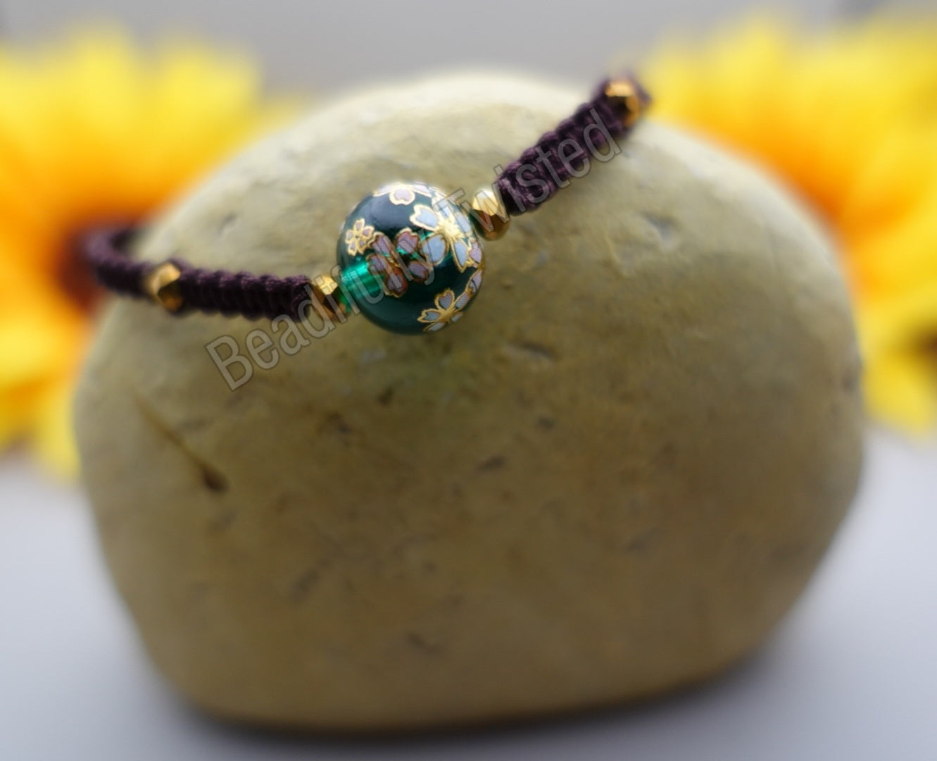 Handmade Macrame Bracelets~Hand Painted Glass Beads~Gemstones~Adjustable