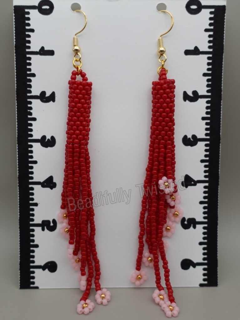 Handmade~Tubular Dangle Drop Earrings~Flowers~Valentines day