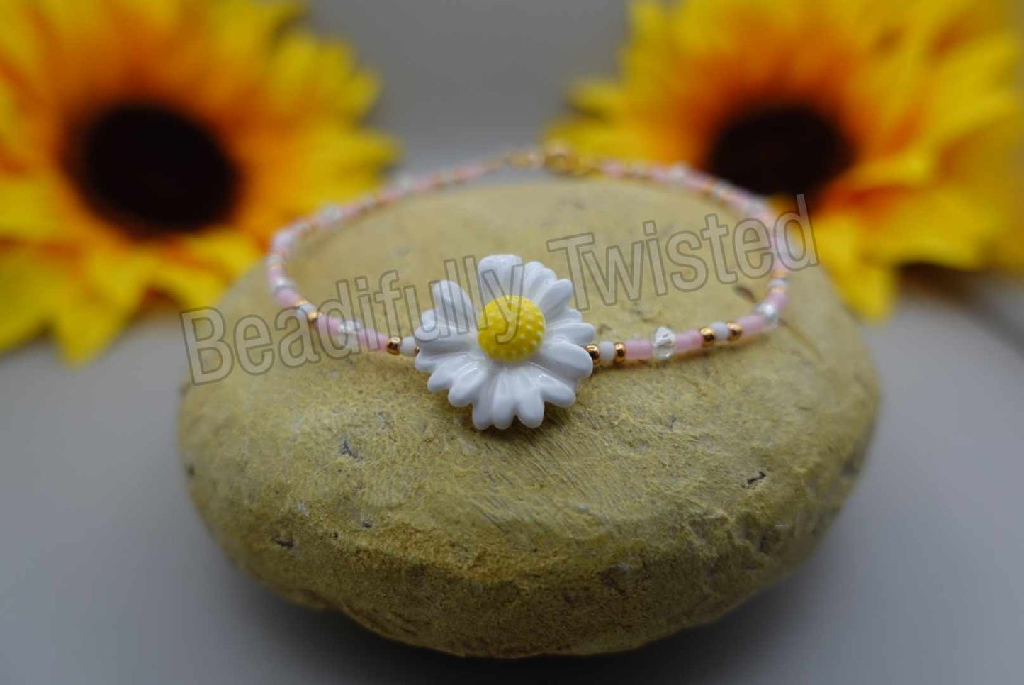 Handmade~Glass Flowers~Wire Bracelets