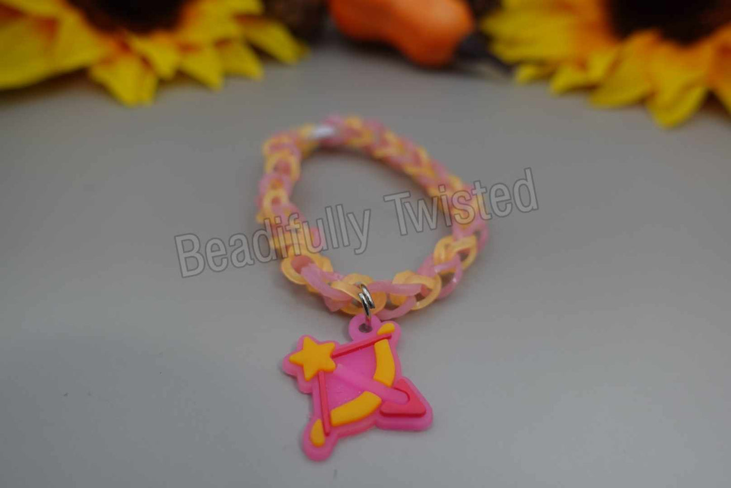 Handmade~Rubber Band Bracelet~Adjustable~Charms